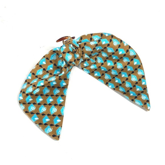 FENDI Logo Hair Clip Accessory Barrette Silk Women's Brown